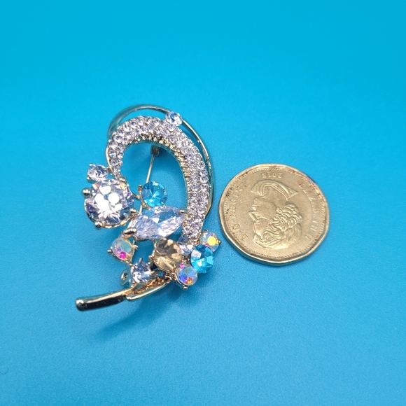 Vintage Style White Rhinestones Brooch Pin - Picture 6 of 7